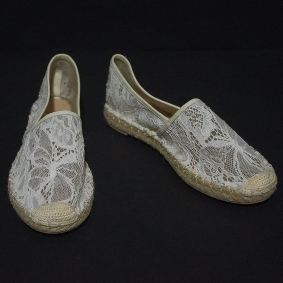 Valentino Shoes - Valentino white lace espadrille flats